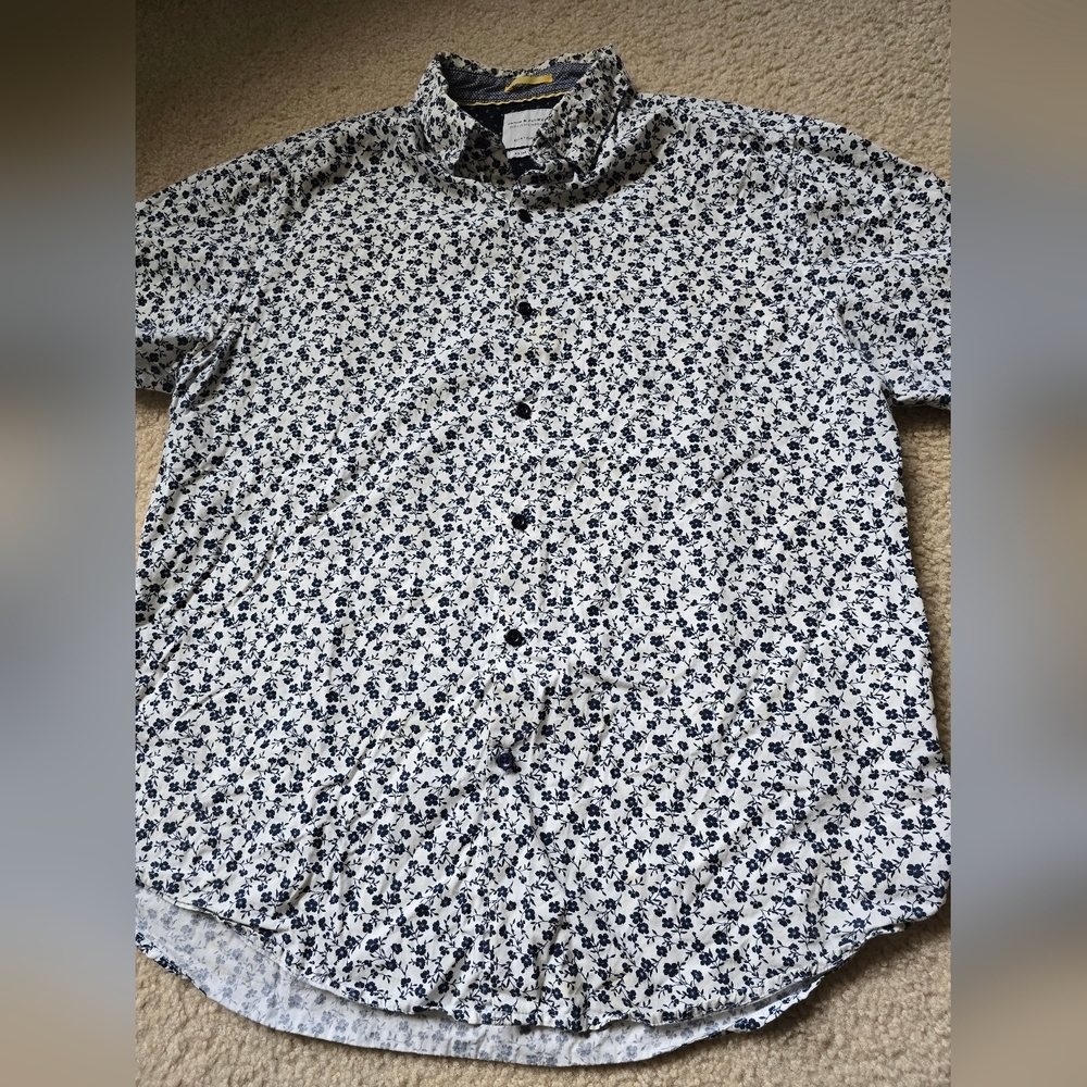 🌈Mens Denim & Flower Ricky Singh Short Sleeve Button Down Shirt Slim Fit Large